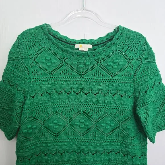 Boden Claudia Texture Knit Dress Highland Green Above Knee Short Sleeve 10R - Picture 4 of 9